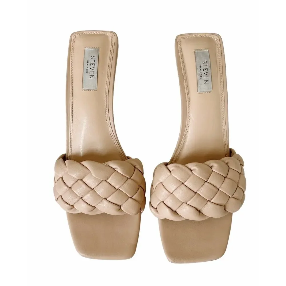 3 FOR $45 SALE | Steven Steve Madden Braided Kitten Heel Mules Nude 10